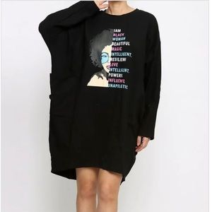 NWT Black “I Am” Sweatshirt Dress One size